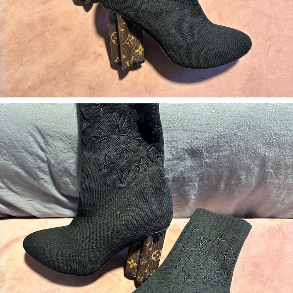 Louis Vuitton Black Knit Ankle Boots
